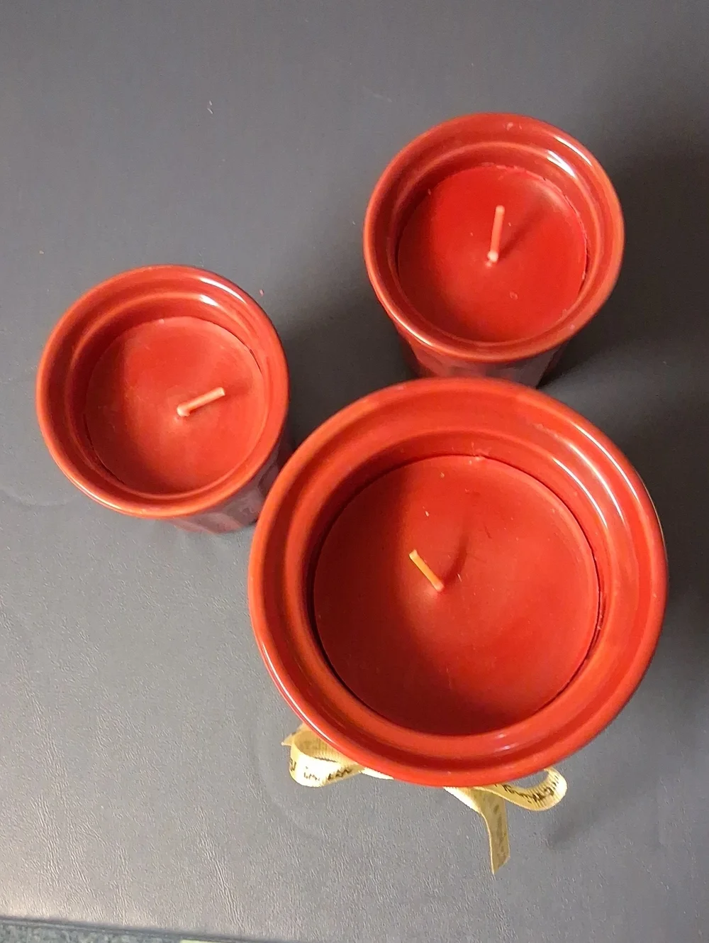 Red Ceramic Candle Set with Lid - Home Accents